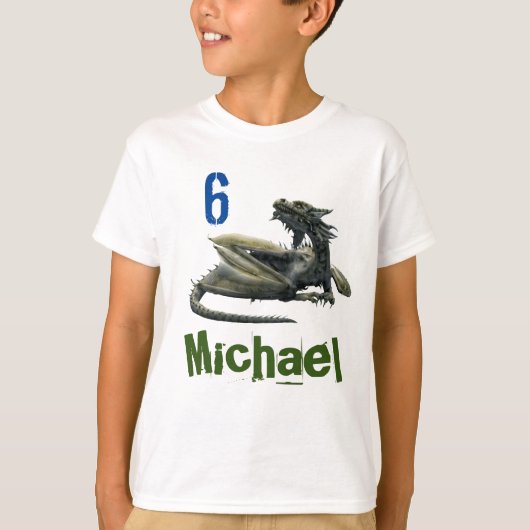 Personalisierter Name Age Dragon T-Shirt (Vorderseite)