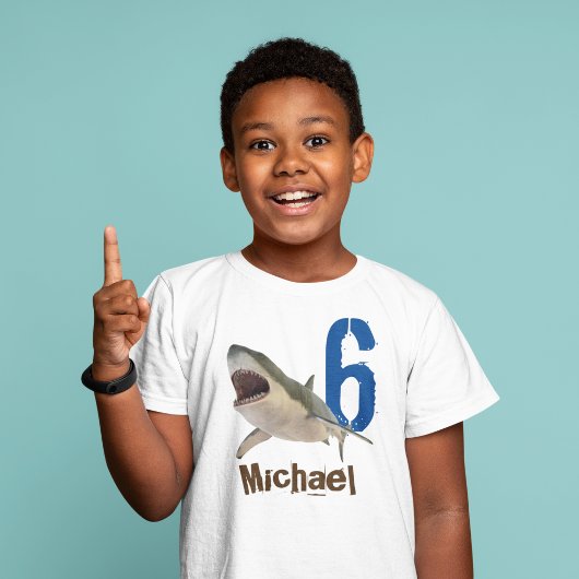 Personalisierter Name Age Great White Shark T-Shirt