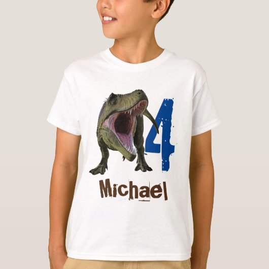 Personalisierter Name Age T-Rex Tyrannosaurus T-Shirt (Vorderseite)