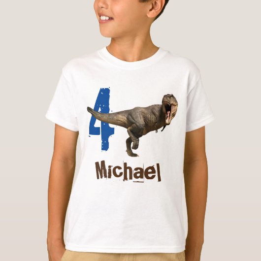 Personalisierter Name Age T-Rex Tyrannosaurus T-Shirt (Vorderseite)