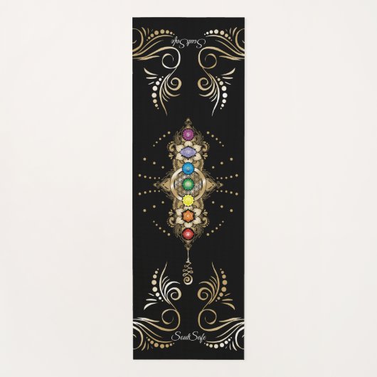 Personalisierter Name Aligned Gold Chakra Yogamatte (Vorderseite)