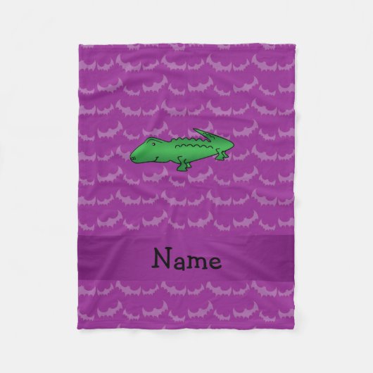 Personalisierter Name Alligator lila Fledermäuse Fleecedecke (Vorderseite)