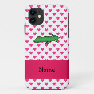 Personalisierter Name Alligator rosa Herzen Polka  Case-Mate iPhone Hülle
