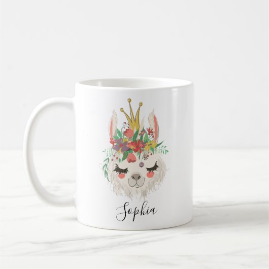 Personalisierter Name Alpaca Geschenk, Niedliches Kaffeetasse (Links)