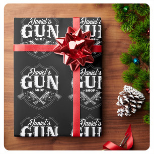 Personalisierter NAME Alte Revolver Waffengeschäft Geschenkpapier