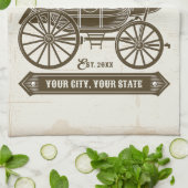 Personalisierter NAME Alte Western Stagecoach Befö Geschirrtuch (Gefaltet)