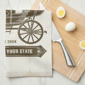 Personalisierter NAME Alte Western Stagecoach Befö Geschirrtuch (Viertel Falte)