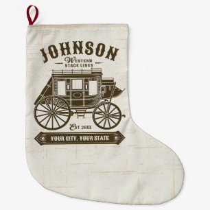 Personalisierter NAME Alte Western Stagecoach Befö Großer Weihnachtsstrumpf