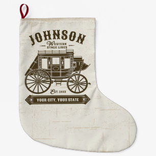 Personalisierter NAME Alte Western Stagecoach Befö Großer Weihnachtsstrumpf