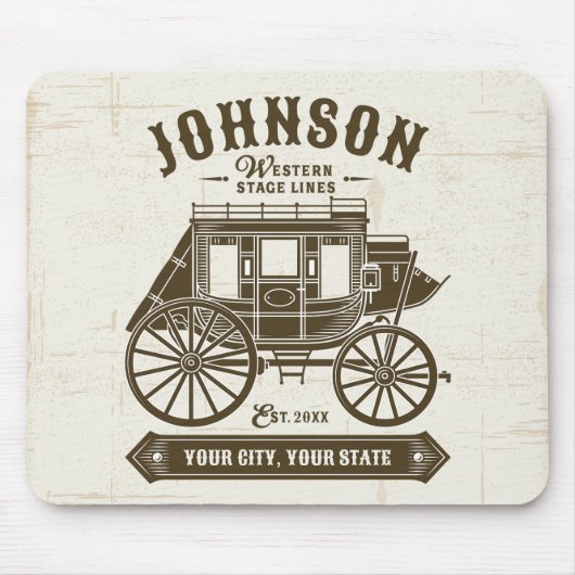 Personalisierter NAME Alte Western Stagecoach Befö Mousepad (Vorne)