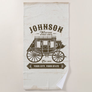 Personalisierter NAME Alte Western Stagecoach Befö Strandtuch