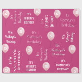 Personalisierter Name & Alter Geburtsdatum Rosa Geschenkpapier (Flach)