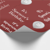 Personalisierter Name & Alter Geburtstag Rot Geschenkpapier (Ecke)