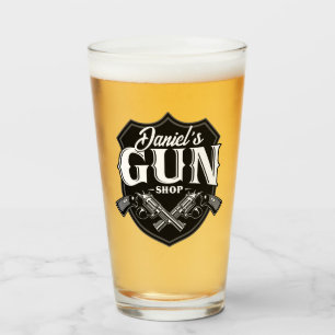Personalisierter NAME Alter Revolver Waffengeschäf Glas
