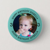 Personalisierter Name, Alter und Foto Geburtstag Button (Vorderseite)