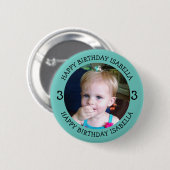 Personalisierter Name, Alter und Foto Geburtstag Button (Vorne & Hinten)