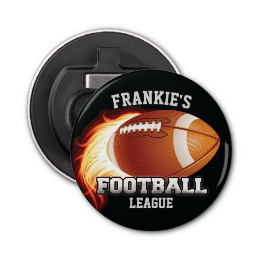 Personalisierter NAME American Football Flames Spo Flaschenöffner (Vorderseite)