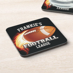 Personalisierter NAME American Football Flames Spo Getränkeuntersetzer