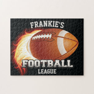 Personalisierter NAME American Football Flames Spo Puzzle