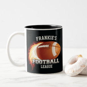 Personalisierter NAME American Football Flames Spo Zweifarbige Tasse