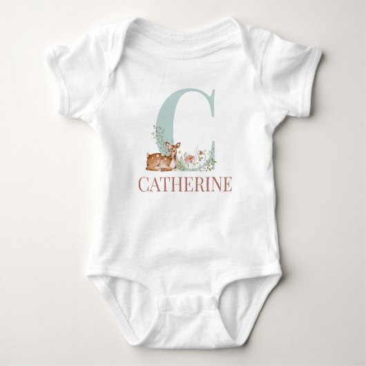 Personalisierter Name Anfangsbuchstabe C Baby Body Baby Strampler (Vorderseite)