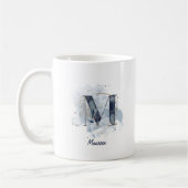 Personalisierter Name Anfangsbuchstabe für blaues  Kaffeetasse (Links)