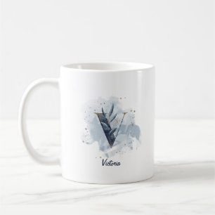 Personalisierter Name Anfangsbuchstabe V Kaffeetasse
