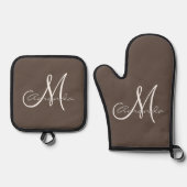 Personalisierter Name Anfangsmonogramm Ofenhandschuh & Topflappen-Set (Vorderseite)