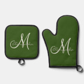 Personalisierter Name Anfangsmonogramm Ofenhandschuh & Topflappen-Set (Vorderseite)