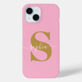Personalisierter Name, Anfangsschrift, Fall Rosa/G Case-Mate iPhone Hülle (Rückseite)