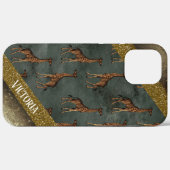 Personalisierter Name Animal Print Gold Glitzer Case-Mate iPhone Hülle (Rückseite (Horizontal))