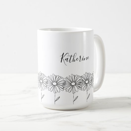 Personalisierter Name April daisy Birth Blume Kaffeetasse (VorderseiteRechts)