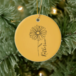 Personalisierter Name April daisy Birth Blume Keramik Ornament