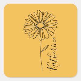 Personalisierter Name April daisy Birth Blume Quadratischer Aufkleber
