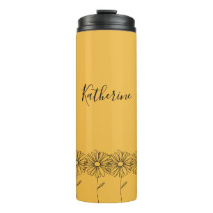 Personalisierter Name April daisy Birth Blume Thermosbecher