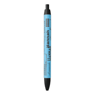 Personalisierter Name Aqua Sky und Black Kugelschreiber