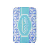 Personalisierter Name Aqua und Blue Owl Badematte (Vorderseite Vertikal)