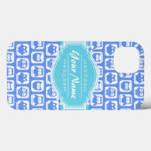 Personalisierter Name Aqua und Blue Owl Case-Mate iPhone Hülle (Rückseite (Horizontal))