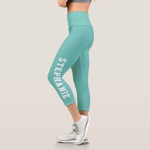 Personalisierter Name Aquamarin Capri Leggings