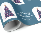 Personalisierter Name Aquamarin Schachtelbaum Geschenkpapier (Rolleneckpunkt)