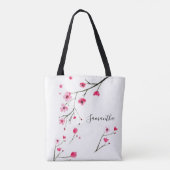 Personalisierter Name Aquarell Cherry Blossom Tasche (Rückseite)