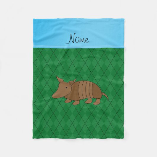 Personalisierter Name: armadillo grüne Raute Fleecedecke (Vorderseite)