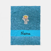 Personalisierter Name Astronaut Himmelsblau Glitze Fleecedecke (Vorderseite)
