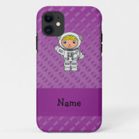 Personalisierter Name Astronaut lila Polka Punkte