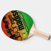 Personalisierter Name auf Neon Orange Yellow & Gre Tischtennis Schläger (Seitenansicht)