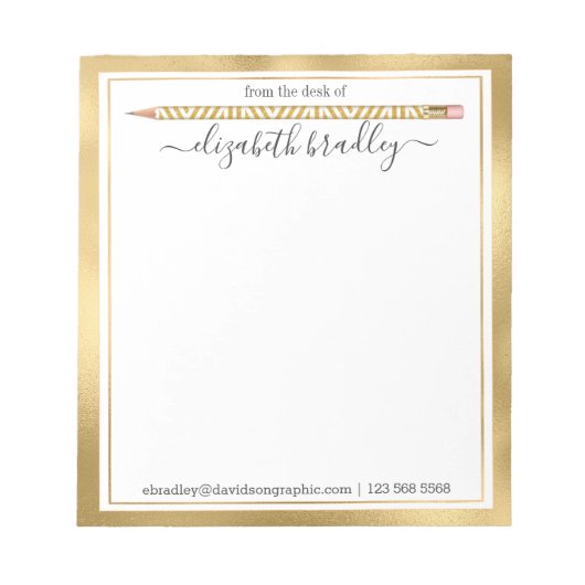 Personalisierter Name | Aus dem Schreibtisch des N Notizblock (Vorderseite)