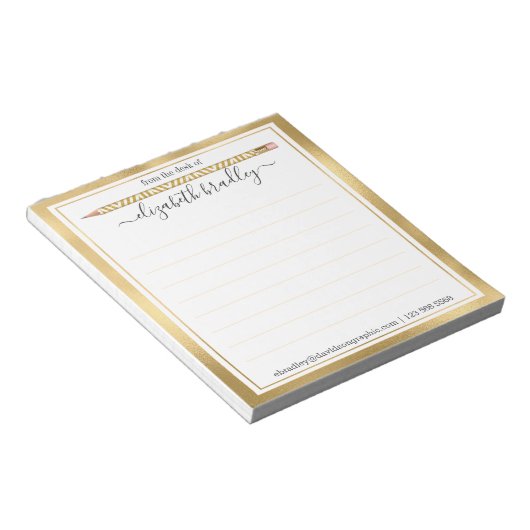 Personalisierter Name | Aus dem Schreibtisch des N Notizblock (angewinkelt)