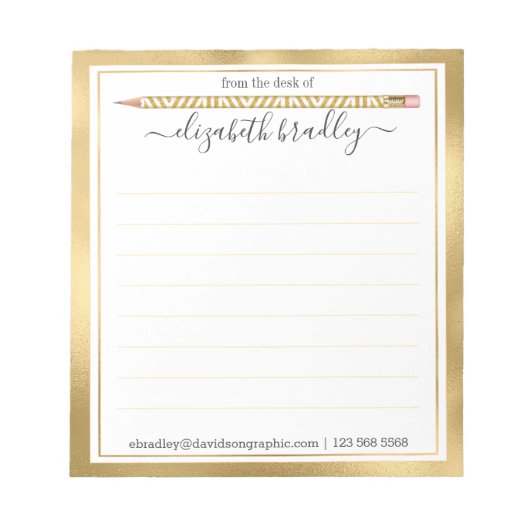 Personalisierter Name | Aus dem Schreibtisch des N Notizblock (Vorderseite)