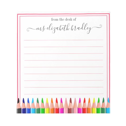 Personalisierter Name | Aus dem Schreibtisch des N Notizblock (Vorderseite)