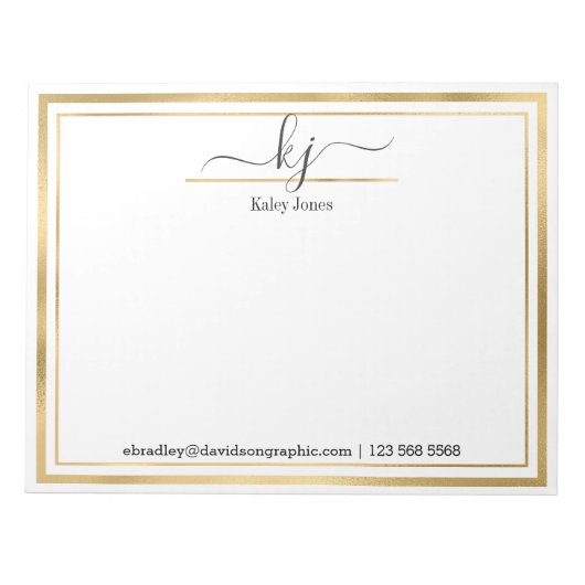 Personalisierter Name | Aus dem Schreibtisch des N Notizblock (Vorderseite)